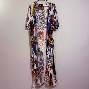 Multicolor Geometric Print Maxi Dress